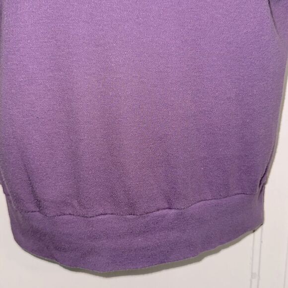 Vtg 70s/80s Purple Runner Up By Argo with Multi Color Striped Shoulders Knit Top - Picture 4 of 8